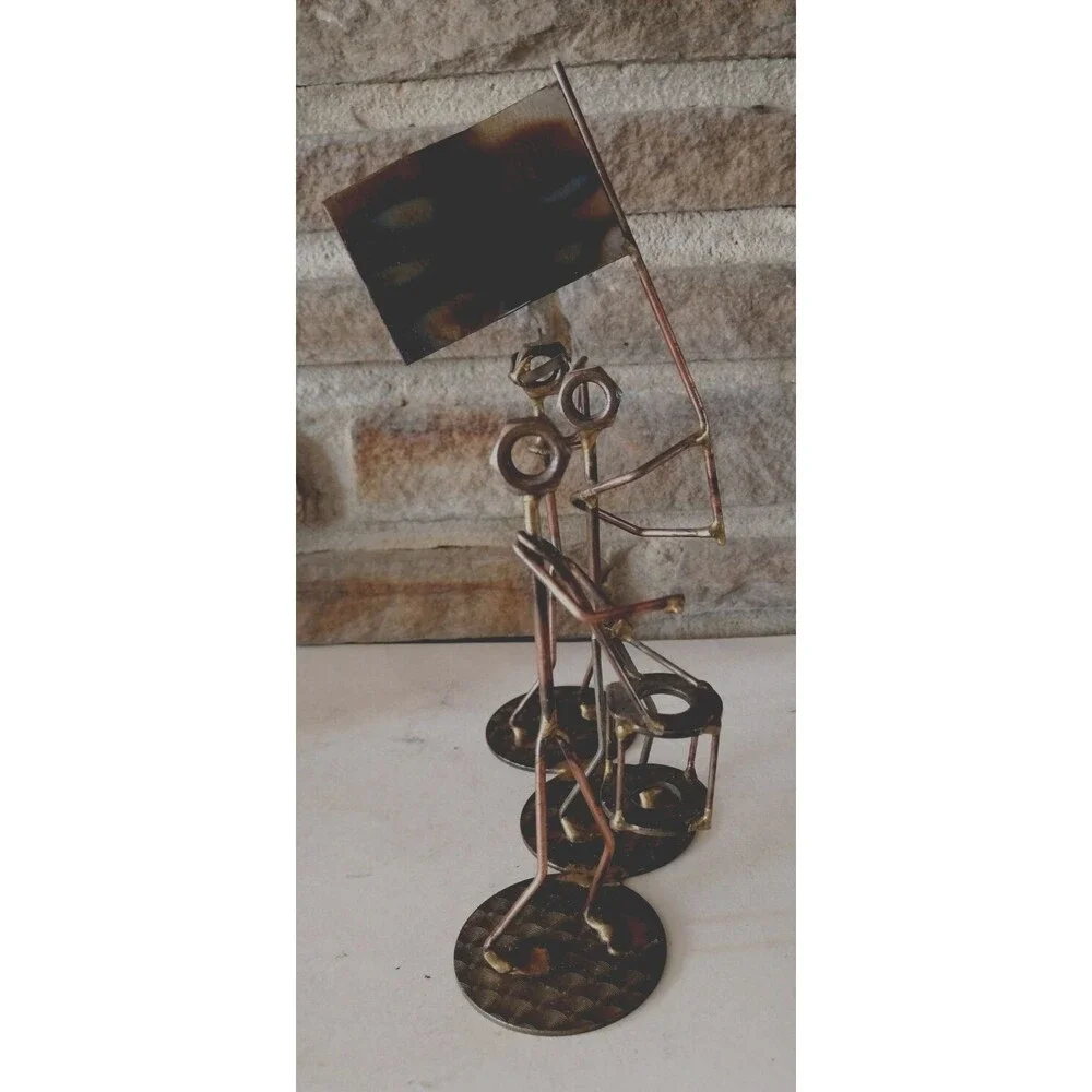 VTG Marching Band Figurines Sculpture Copper Metal Man Cave Office Decor